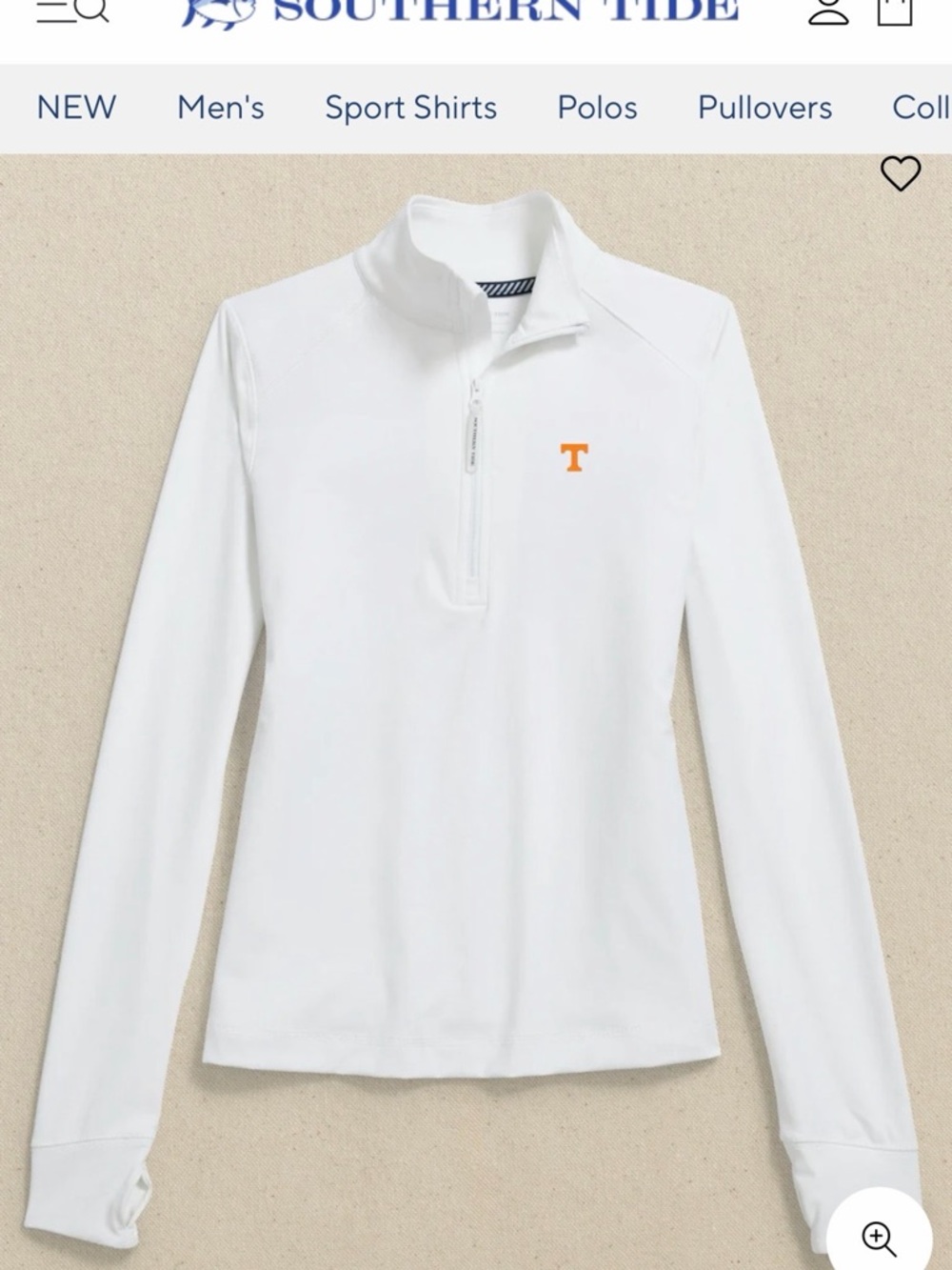 Southern Tide White Quarter-Zip Pullover with Orange 'T' Logo